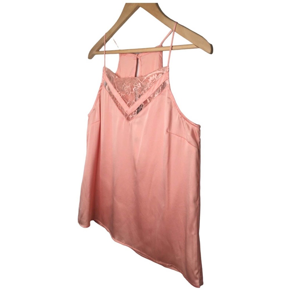 New Sugar Lips Aurora Lace Inset Racerback Cami Spaghetti Straps Blush Medium - Picture 4 of 12